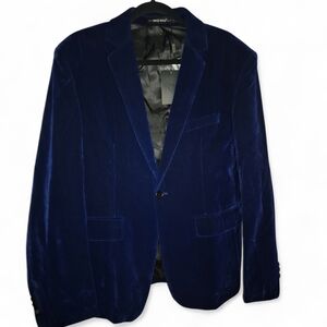 Mage Male Royal Blue Velvet Single Button Blazer - NWT Size S